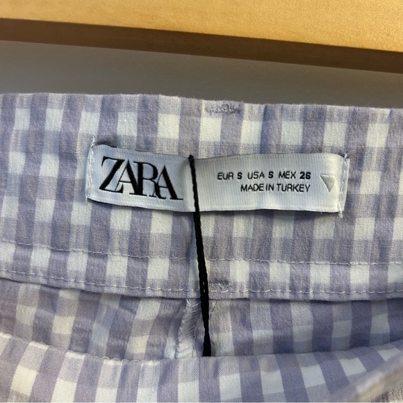 ZARA LILAC GINGHAM TROUSERS - Picture 6 of 11